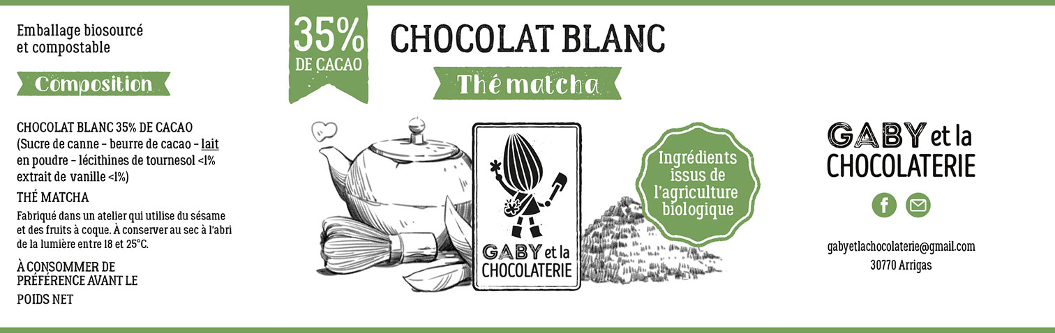 Gaby et la chocolaterie étiquette thé matcha